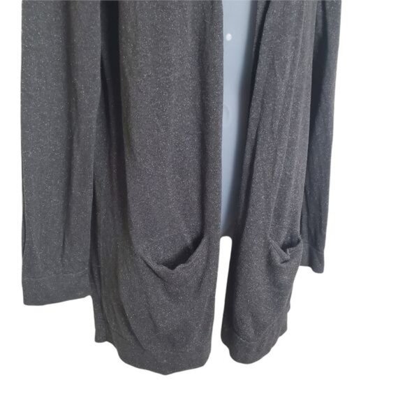 J. JILL Womens Duster Cardigan SZ M Silk Cotton Blend Gray Specks Pockets - Picture 8 of 12